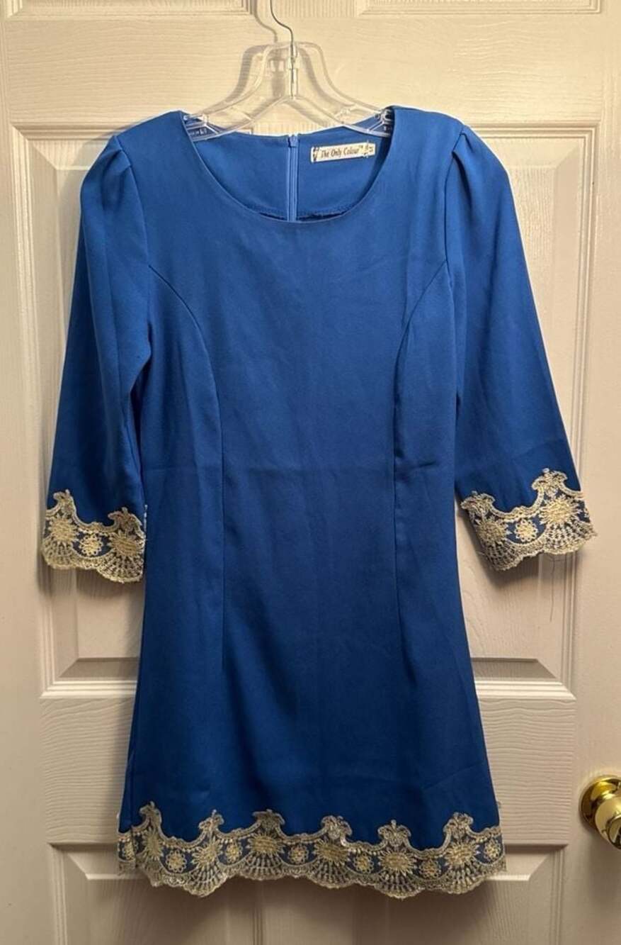 Brand The Only Colour, Blue Lace Trim  Dress Size M